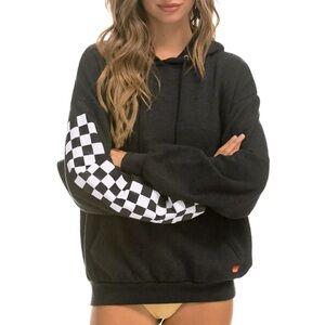 Aviator Nation Relax Fit Hoodie-Charcoal Check